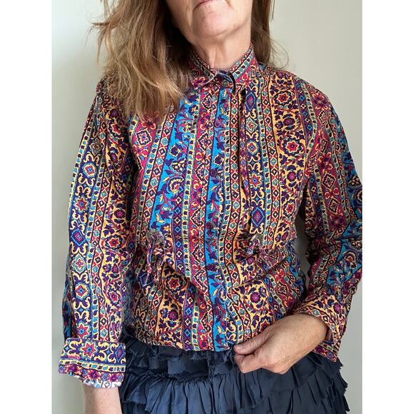 Vintage Western Wear Womens Button Up Size Small Bright Printed Boho Cowgirl - Picture 2 of 5